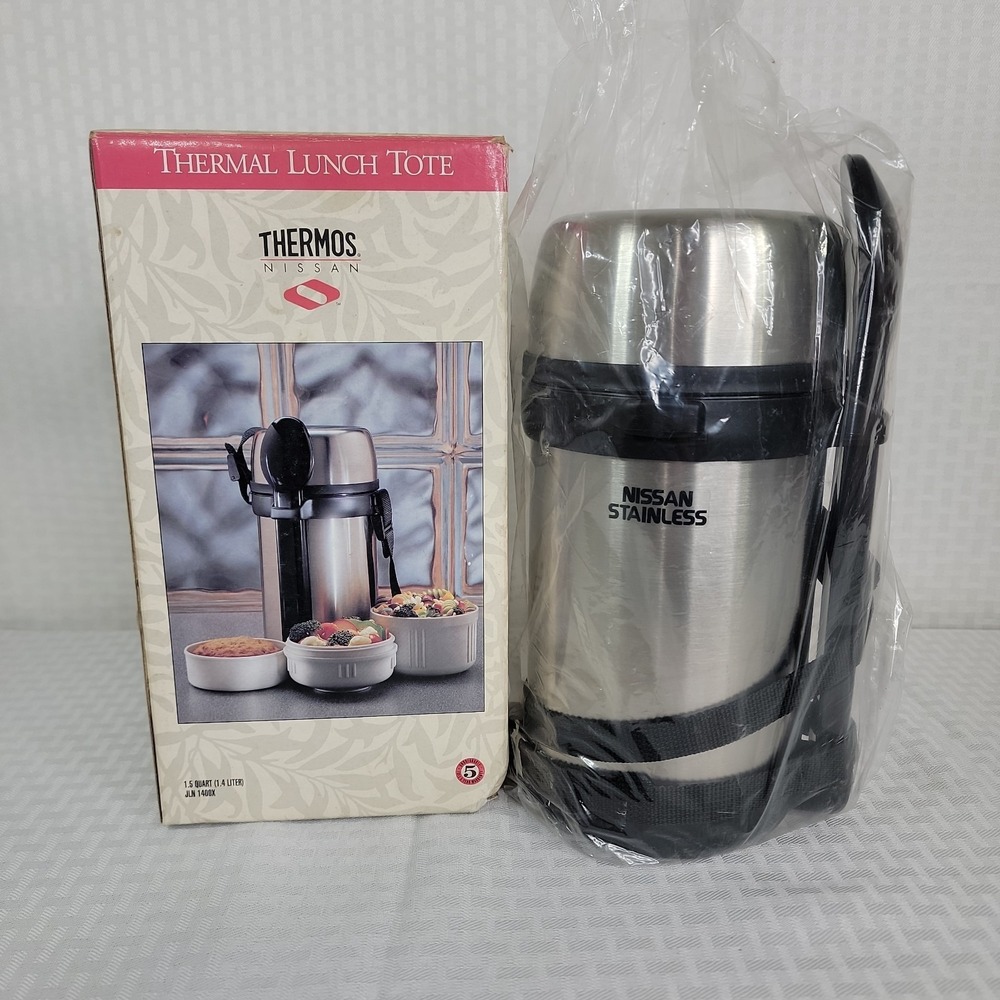 Thermos Nissan Thermal Lunch Tote Stainless Steel Food Jar Set 4 Containers New